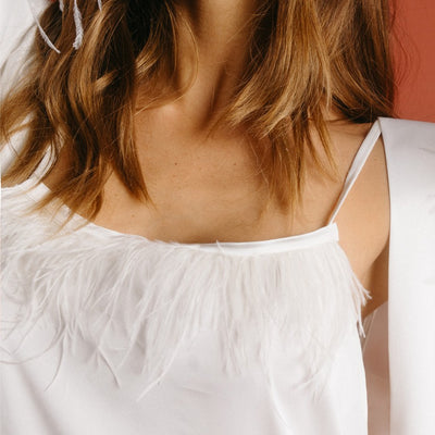 Admas Camicia da notte donna in tessuto satinato con piume 61322 2411S26