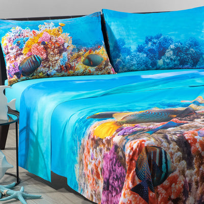 Caleffi Completo Lenzuola Copriletto Matrimoniale Oceano 1005659 2602S102