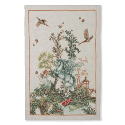 Tessitura Toscana Telerie Canovaccio Strofinaccio in lino stampa Fabuleux Unicorno D13 - Passarelli Biancheria