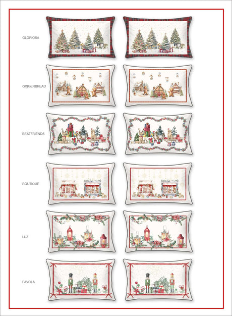 Tessitura Randi Set 2 Federe Natalizie In Raso Di Cotone Stampato Natale 2411S32