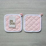 Maestri Cotonieri Set 2 Presine da Cucina India in Cotone con Bordo Bianco