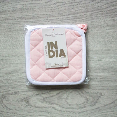 Maestri Cotonieri Set 2 Presine da Cucina India in Cotone con Bordo Bianco