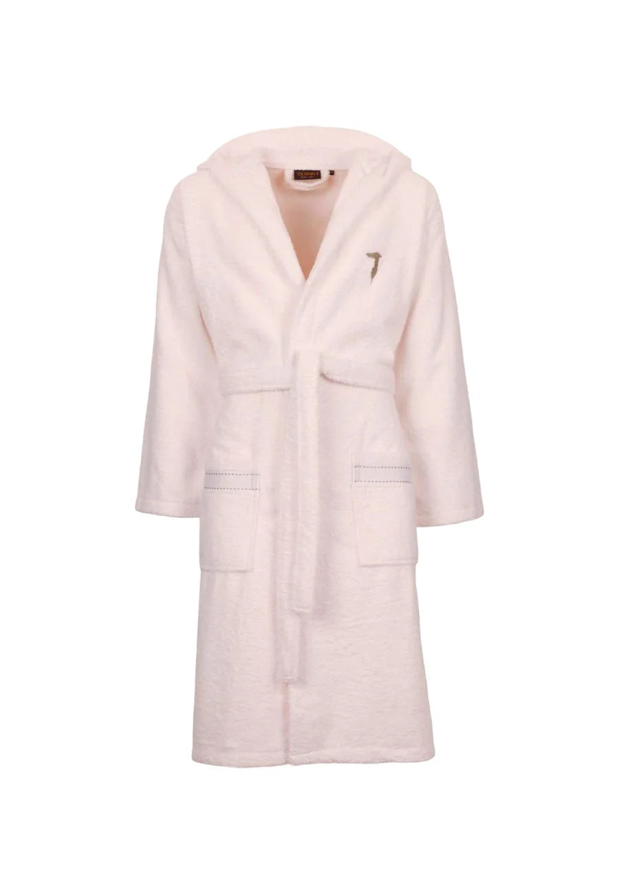 Trussardi Home Accappatoio con Cappuccio in Puro Cotone Ribbon S100