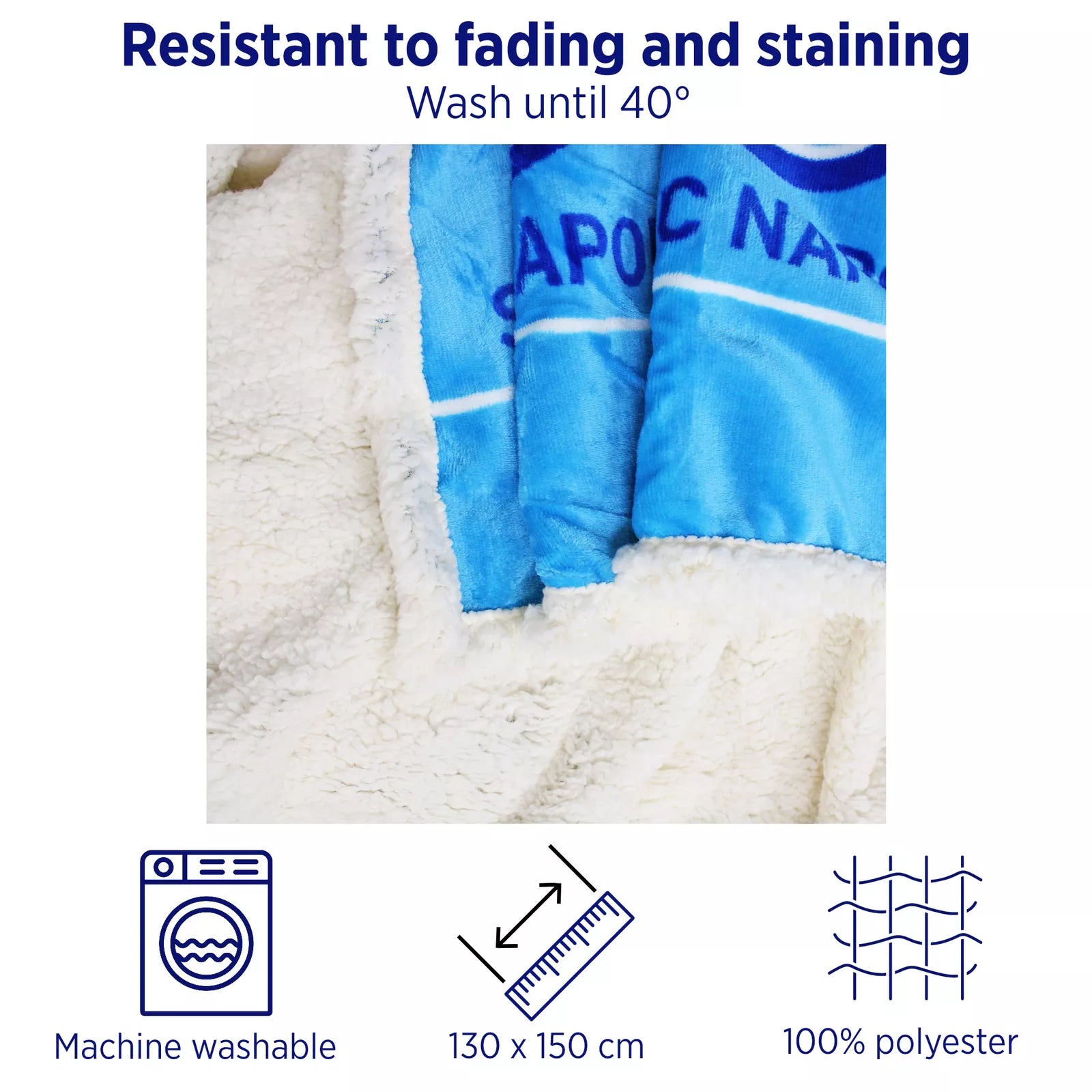 SSC Napoli Plaid agnellato ufficiale coperta stampata logo 2411S17