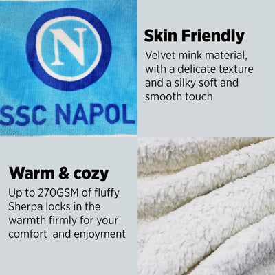 SSC Napoli Plaid agnellato ufficiale coperta stampata logo 2411S17