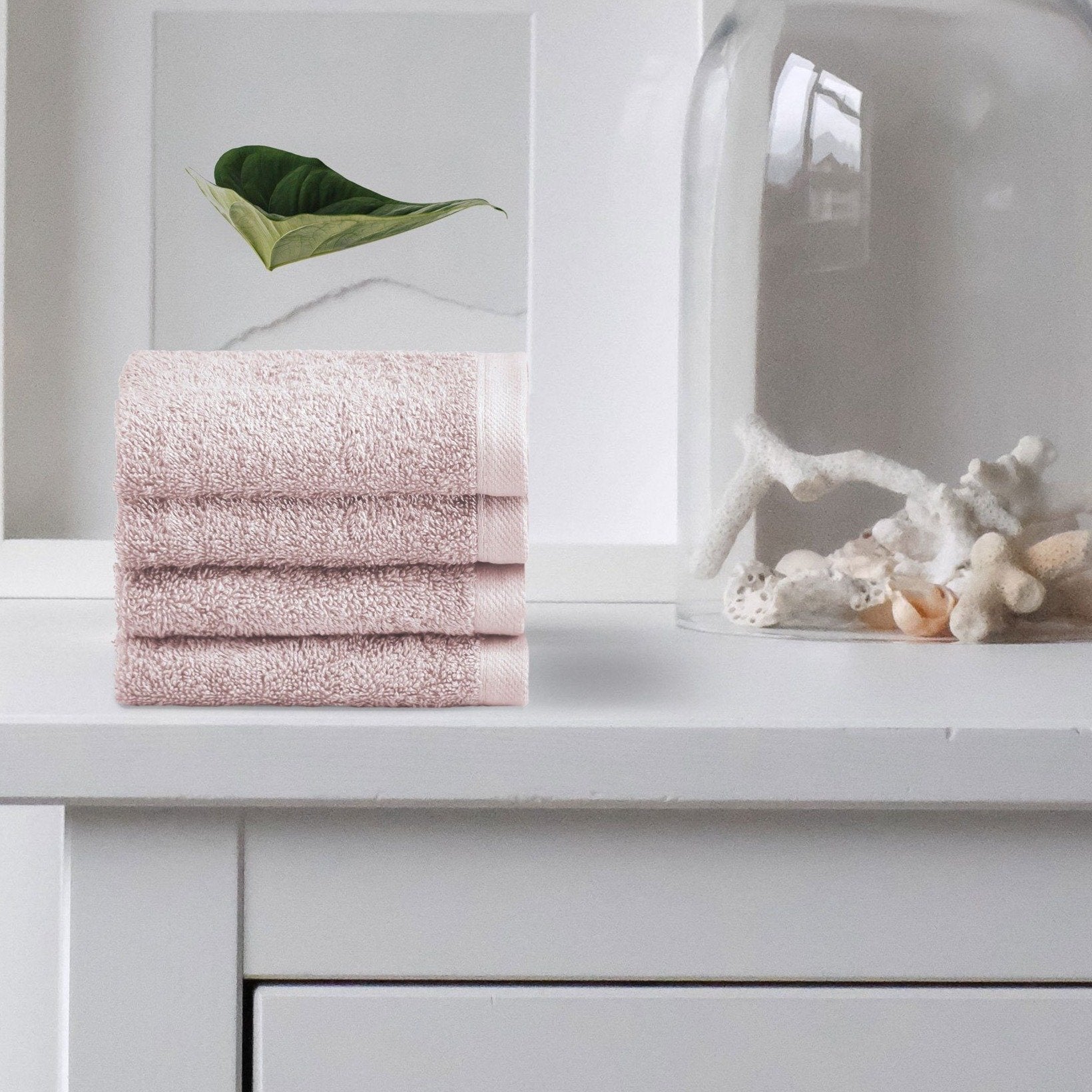 Biancoperla Set 4 Lavette in Spugna di Cotone Tinta Unita - Perla