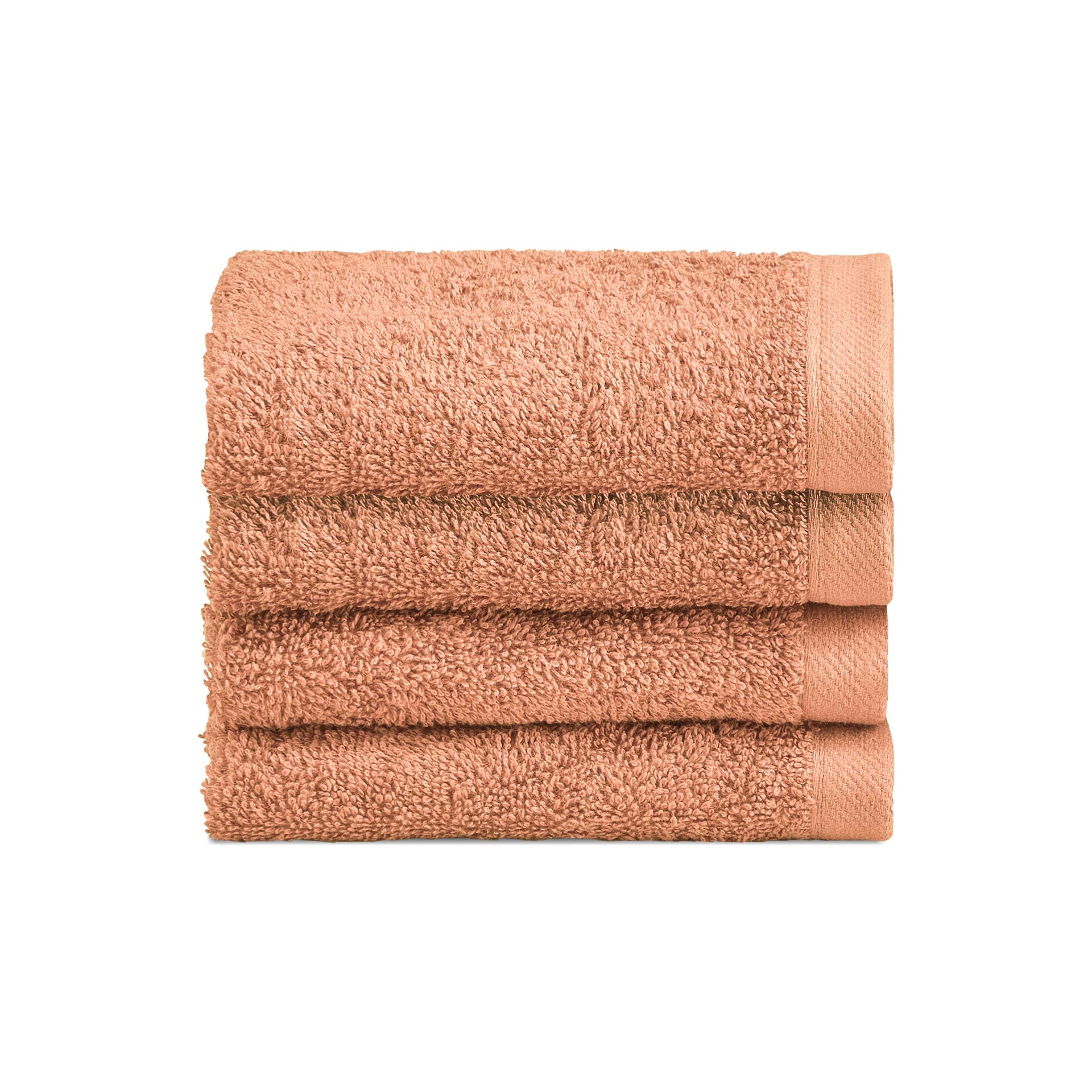 Biancoperla Set 4 Lavette 30x30 in Spugna di Cotone Tinta Unita - Perla - Pesca
