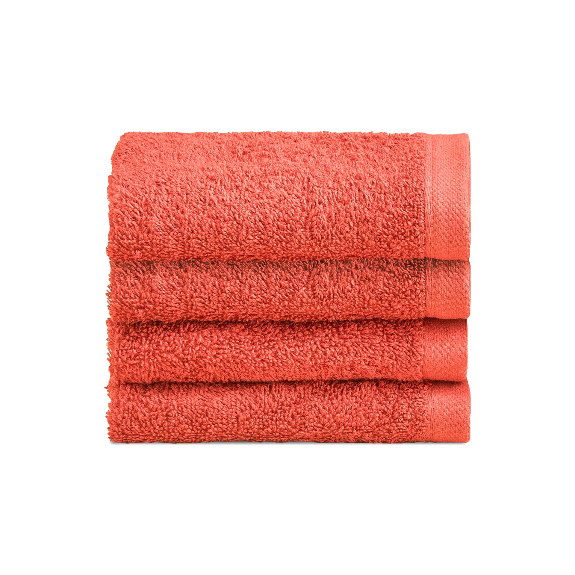 Biancoperla Set 4 Lavette 30x30 in Spugna di Cotone Tinta Unita - Perla - Corallo