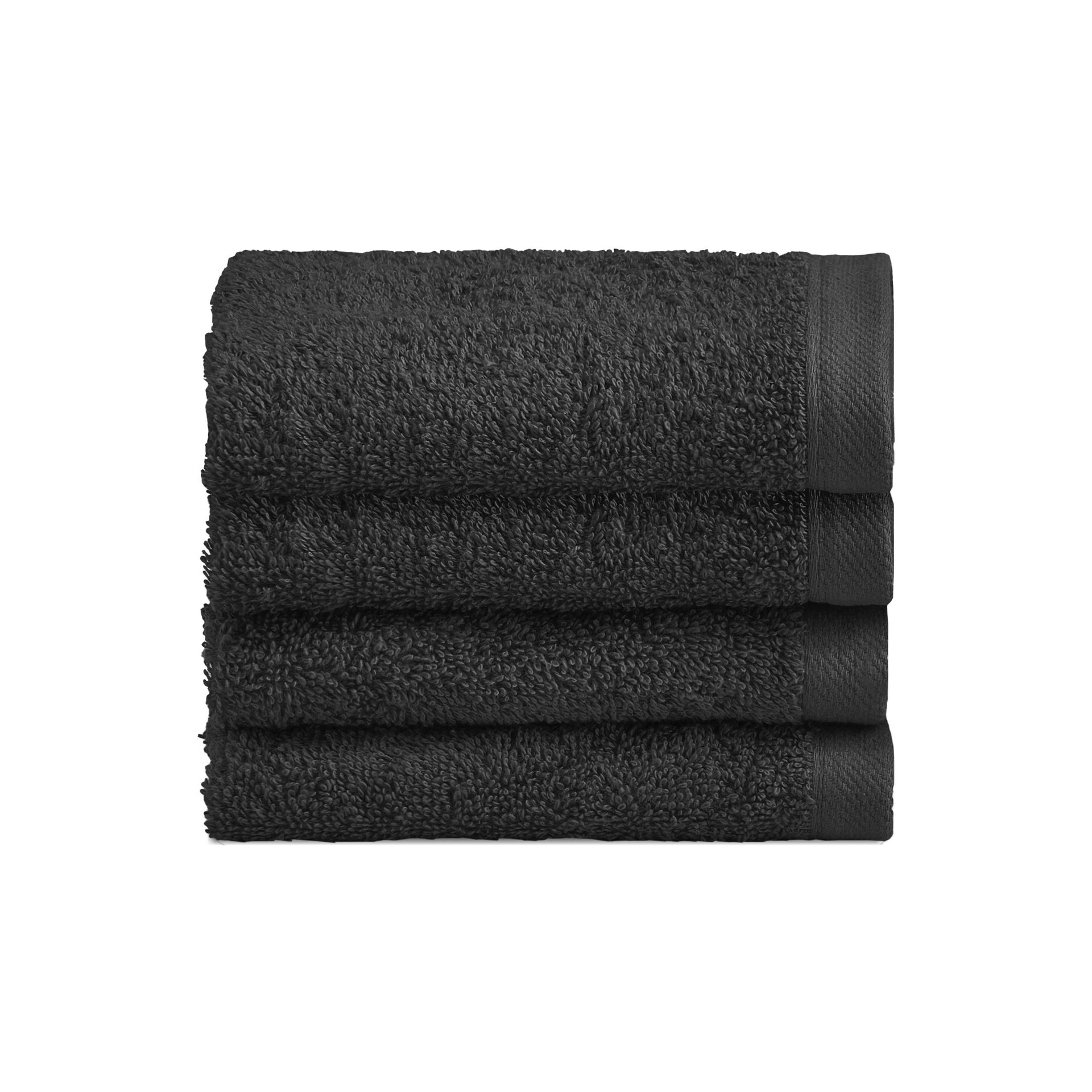 Biancoperla Set 4 Lavette 30x30 in Spugna di Cotone Tinta Unita - Perla - Nero