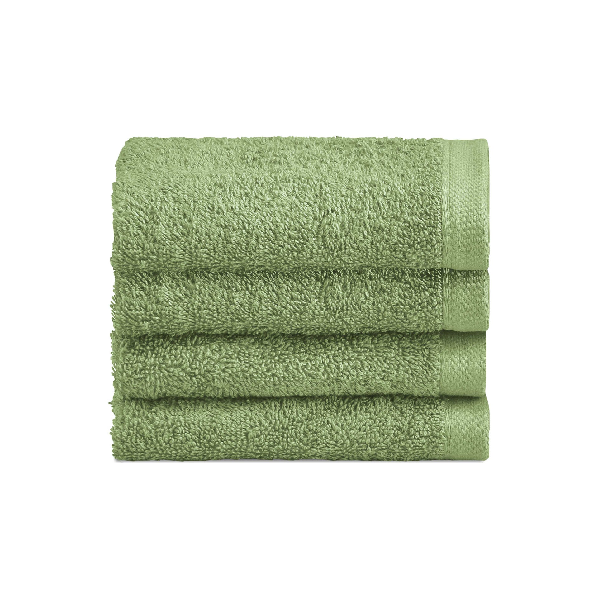 Biancoperla Set 4 Lavette 30x30 in Spugna di Cotone Tinta Unita - Perla - Foresta