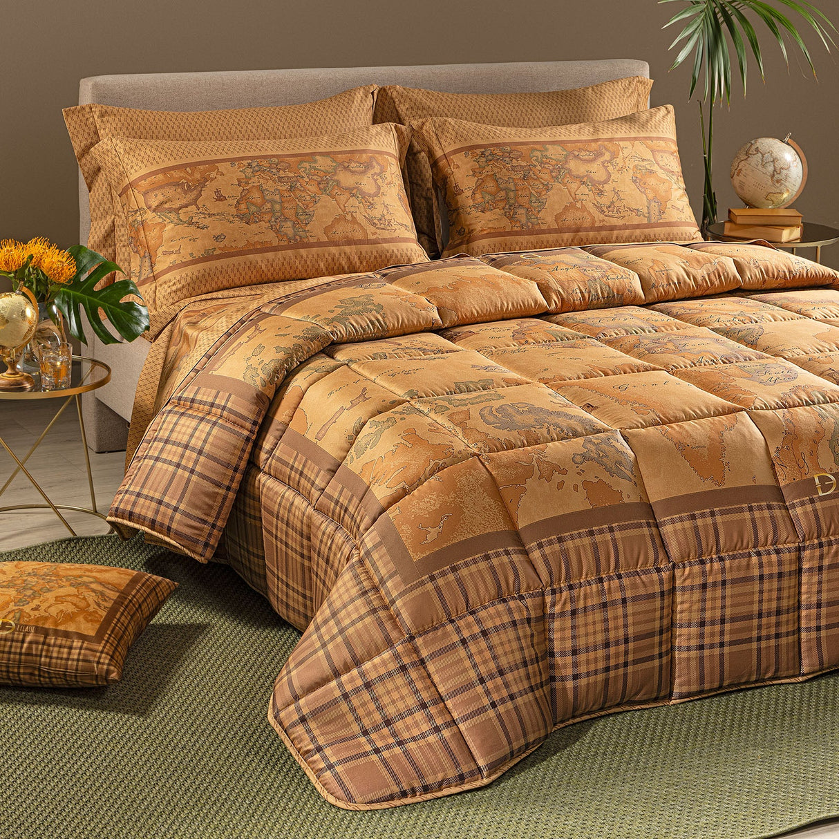 Alviero Martini Geo Tartan Trapunta in Raso di cotone Matrimoniale 1015729