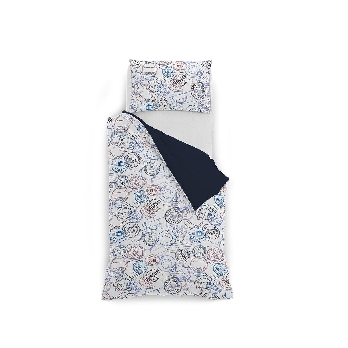 Parure Copripiumino con Federe Stampato in Microfibra Travel Life - Dimensioni Varie - Passarelli Biancheria