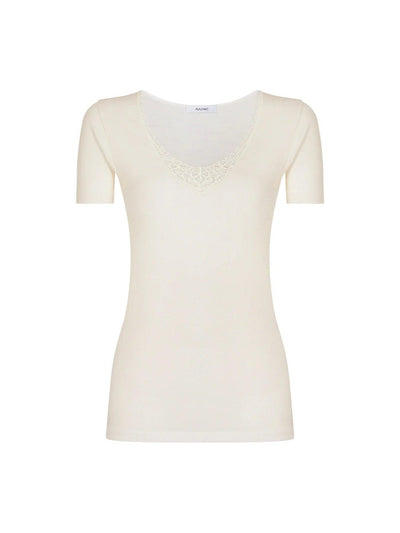 Ragno Maglia Intima Donna Mezze Maniche Lana Cotone con dettaglio in Pizzo 71857 S22 - Passarelli Biancheria
