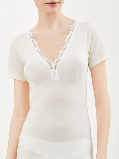 Ragno Maglia Intima da Donna Maniche Corte con Forma Seno in Pura Lana 073098 S34 - Passarelli Biancheria