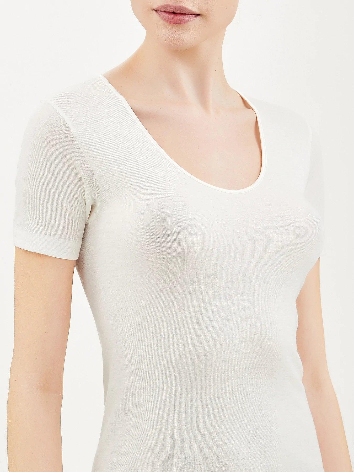 Ragno Maglia Intima da Donna Manica Corta in lana e seta 074027 S24 - Passarelli Biancheria