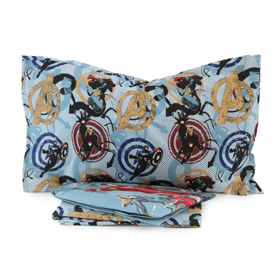 Novia Completo Lenzuola per letto Singolo 1 Posto Marvel Avengers Attacking Team D34 - Passarelli Biancheria