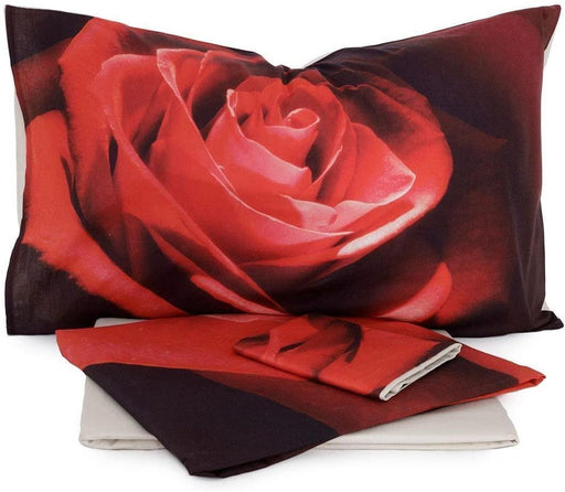 Novia Completo Lenzuola Matrimoniale Red Rose stampa digitale D60 - Passarelli Biancheria