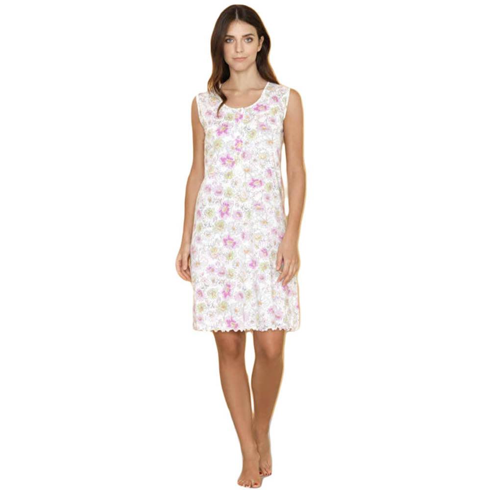 Amica Camicia da Notte Smanicata in Puro Cotone A524 S27 - Passarelli Biancheria