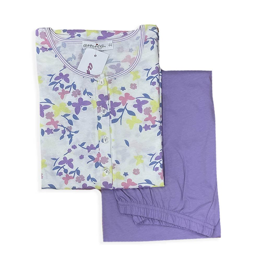 Amica Pigiama Cotone Leggero da Donna Maniche Lunghe 21A542 S38 - Passarelli Biancheria