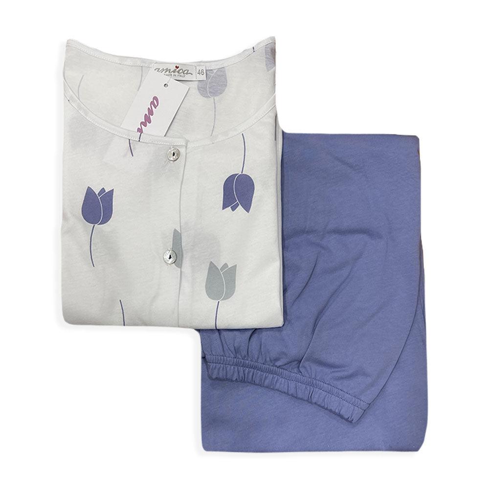 Amica Pigiama Cotone Leggero da Donna Mezze Maniche 21A549 S37 - Passarelli Biancheria