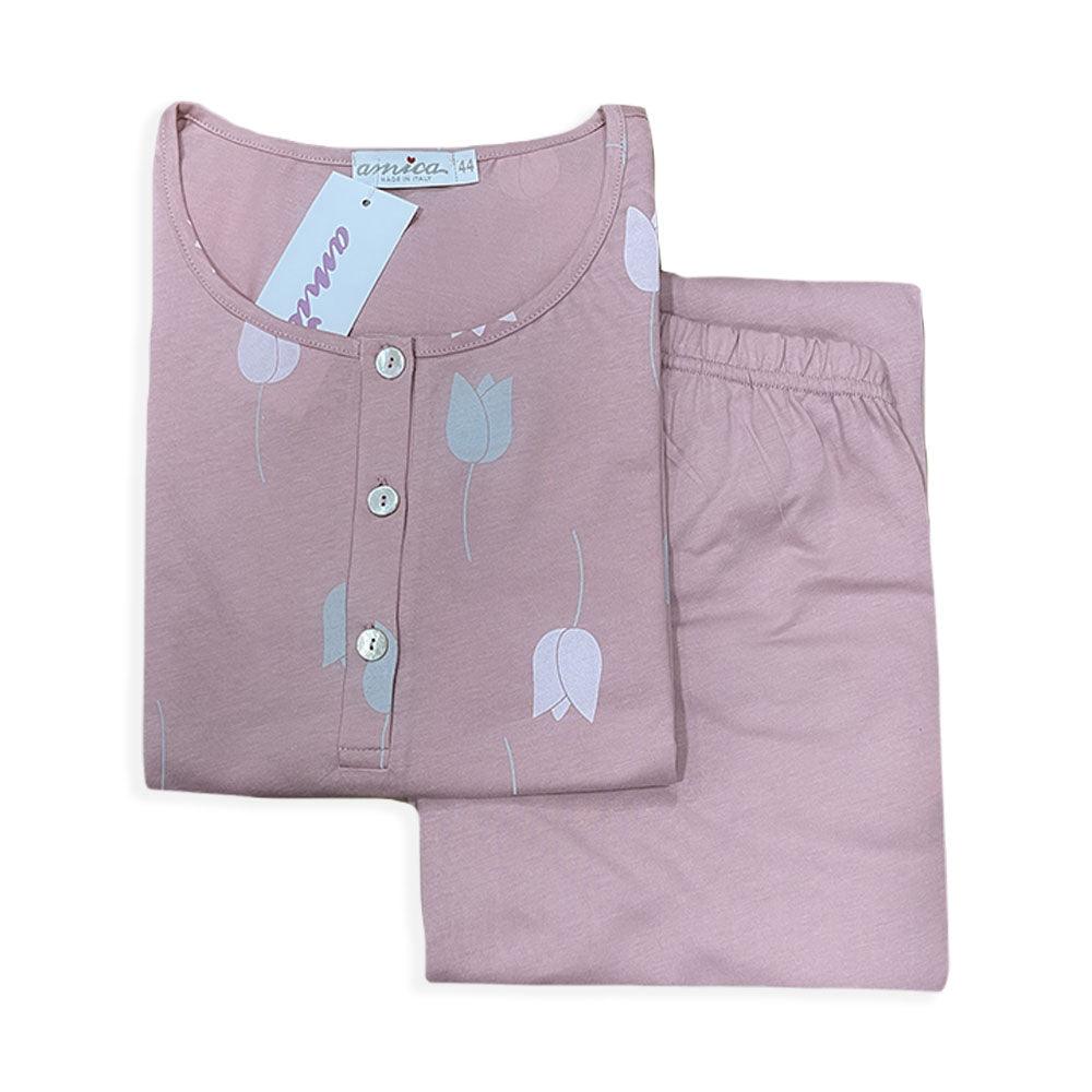 Amica Pigiama Cotone Leggero da Donna Mezze Maniche 21A549 S37 - Passarelli Biancheria
