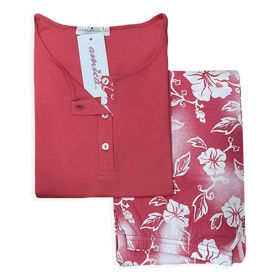 Amica Pigiama Cotone Leggero da Donna Mezze Maniche Capri 21A534 S34 - Passarelli Biancheria