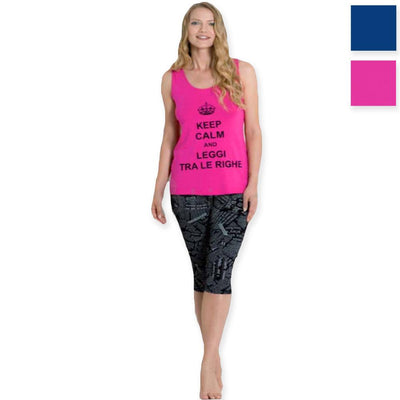 Amica Pigiama Donna Estivo Pantalone Capri Maglia Smanicata A704 S28 - Passarelli Biancheria