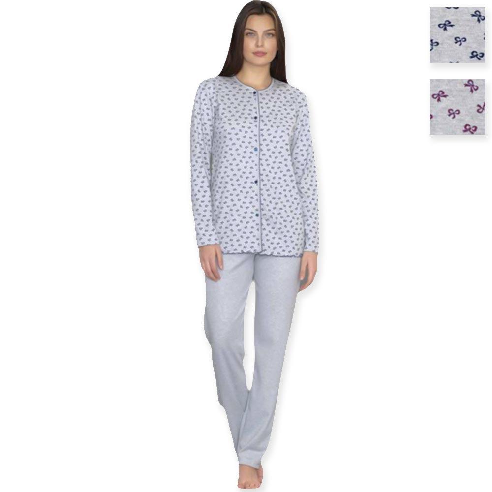 Amica Pigiama Donna Invernale Serafino in Caldo Cotone aperto avanti A652 S35 - Passarelli Biancheria