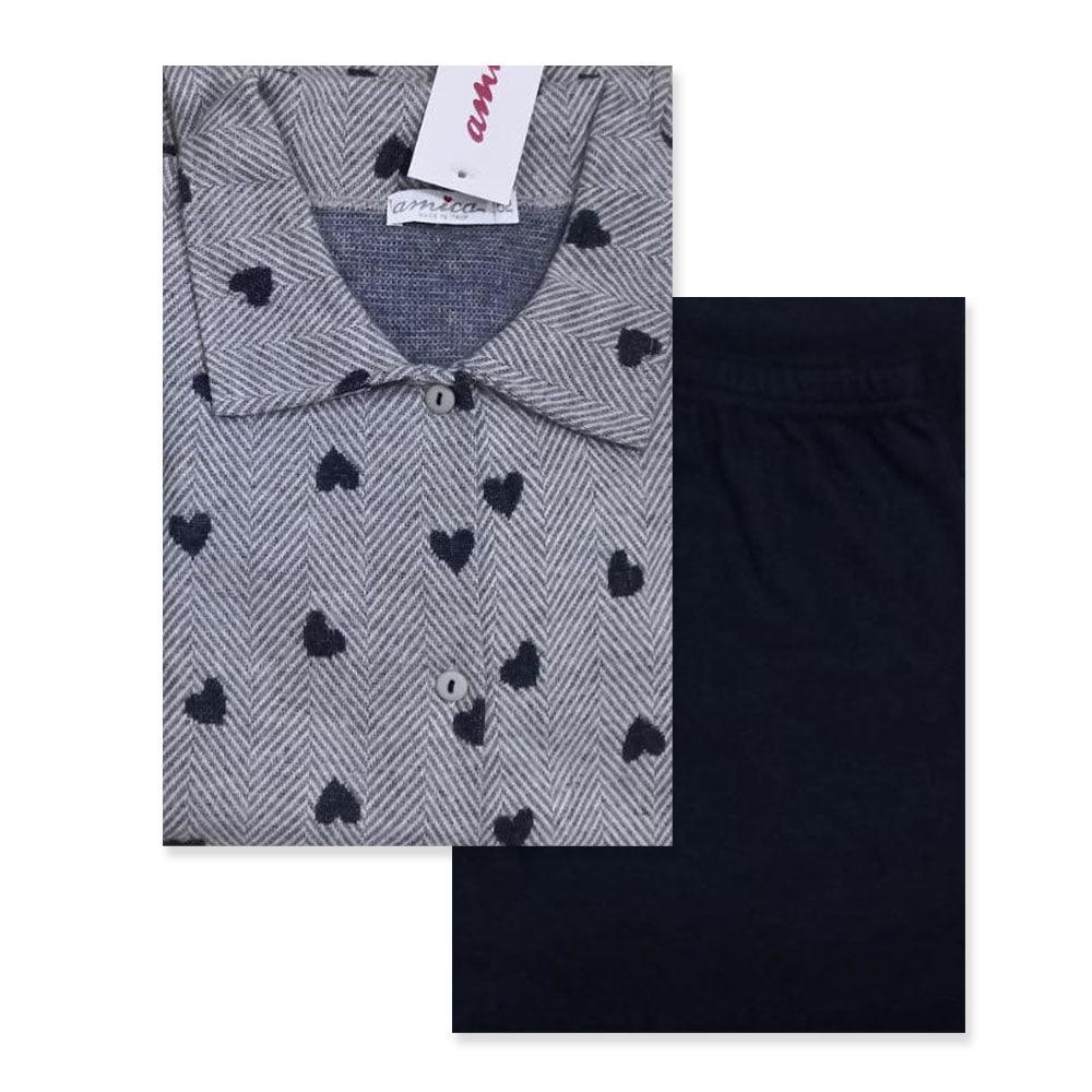 Amica Pigiama da Donna in Punto Milano Aperto Avanti con collo A464 S40 - Passarelli Biancheria