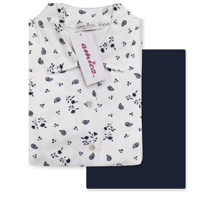 Amica Pigiama da Donna in Caldo Cotone Aperto Avanti con collo A451 S42 - Passarelli Biancheria