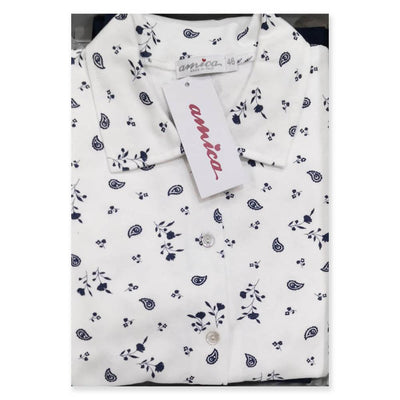 Amica Pigiama da Donna in Caldo Cotone Aperto Avanti con collo A451 S42 - Passarelli Biancheria