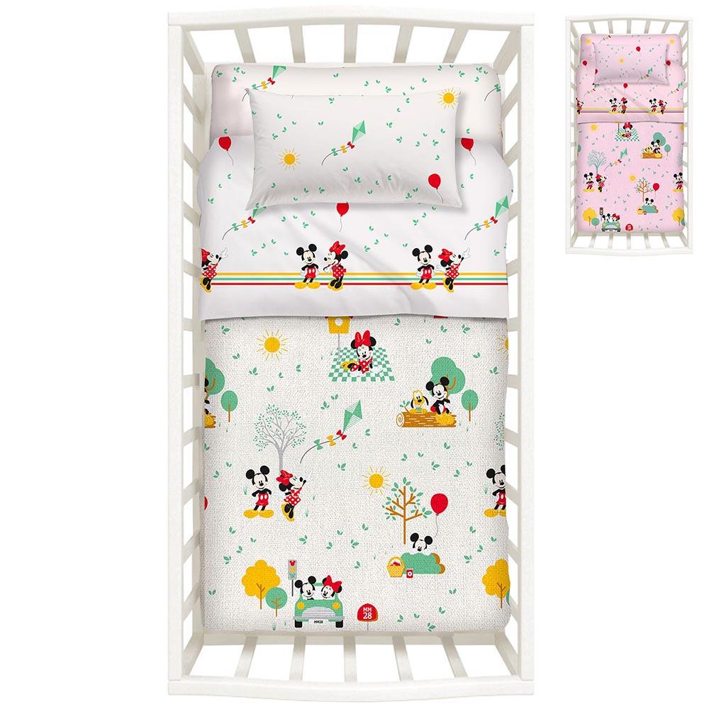 Caleffi Baby Copriletto Estivo per Culla Minnie&Mickey in Cotone Panama 8210 D16 - Passarelli Biancheria