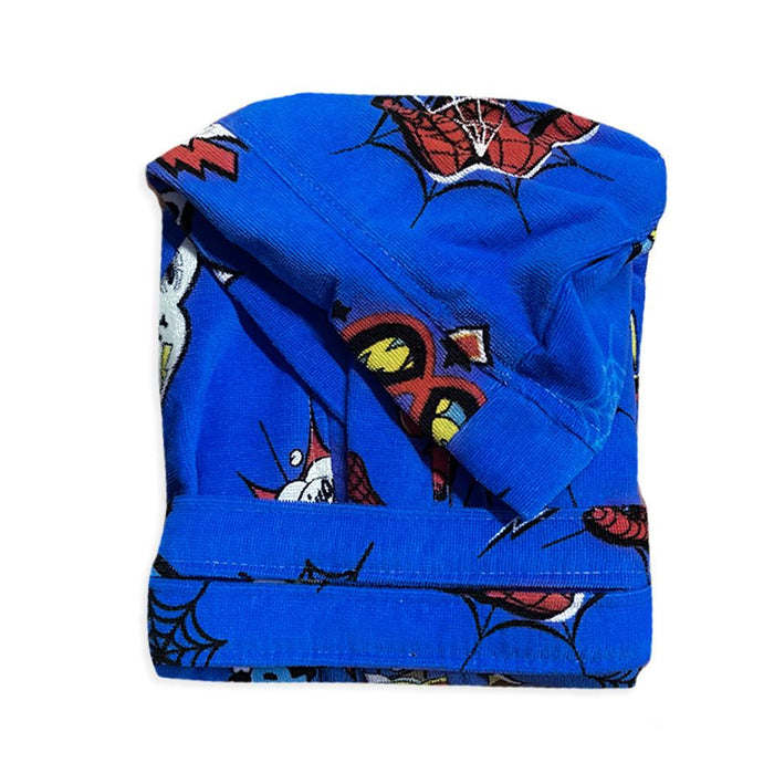 Accappatoio Ufficiale Marvel Spider-Man Per Bambino – Blu E Nero – Taglia 6 Anni – Morbido In Spugna