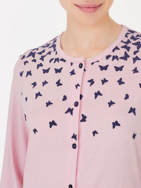 Ragno Pigiama da Donna Cotone Leggero Aperto Maniche Lunghe DC55N6 S40 - Passarelli Biancheria