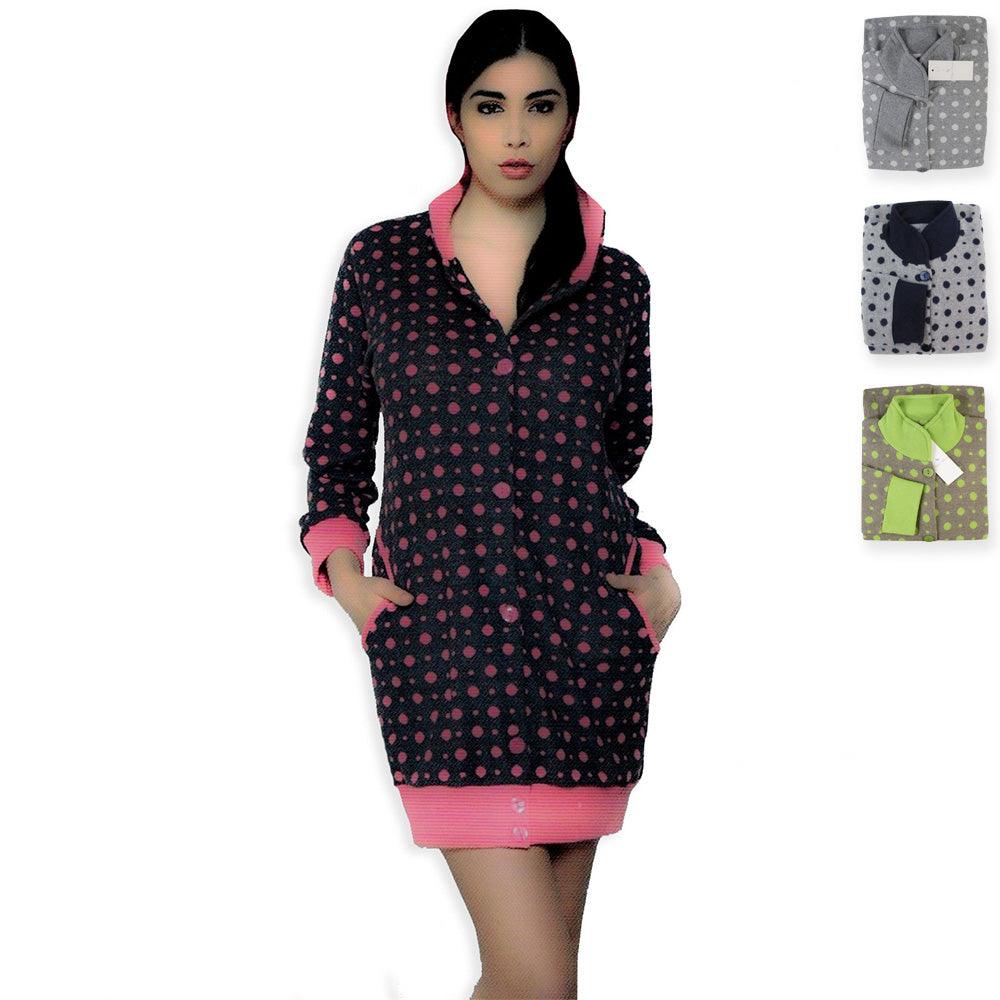 Dettagli Notturni Vestaglia Invernale con Bottoni da Donna Porzia S40 - Passarelli Biancheria