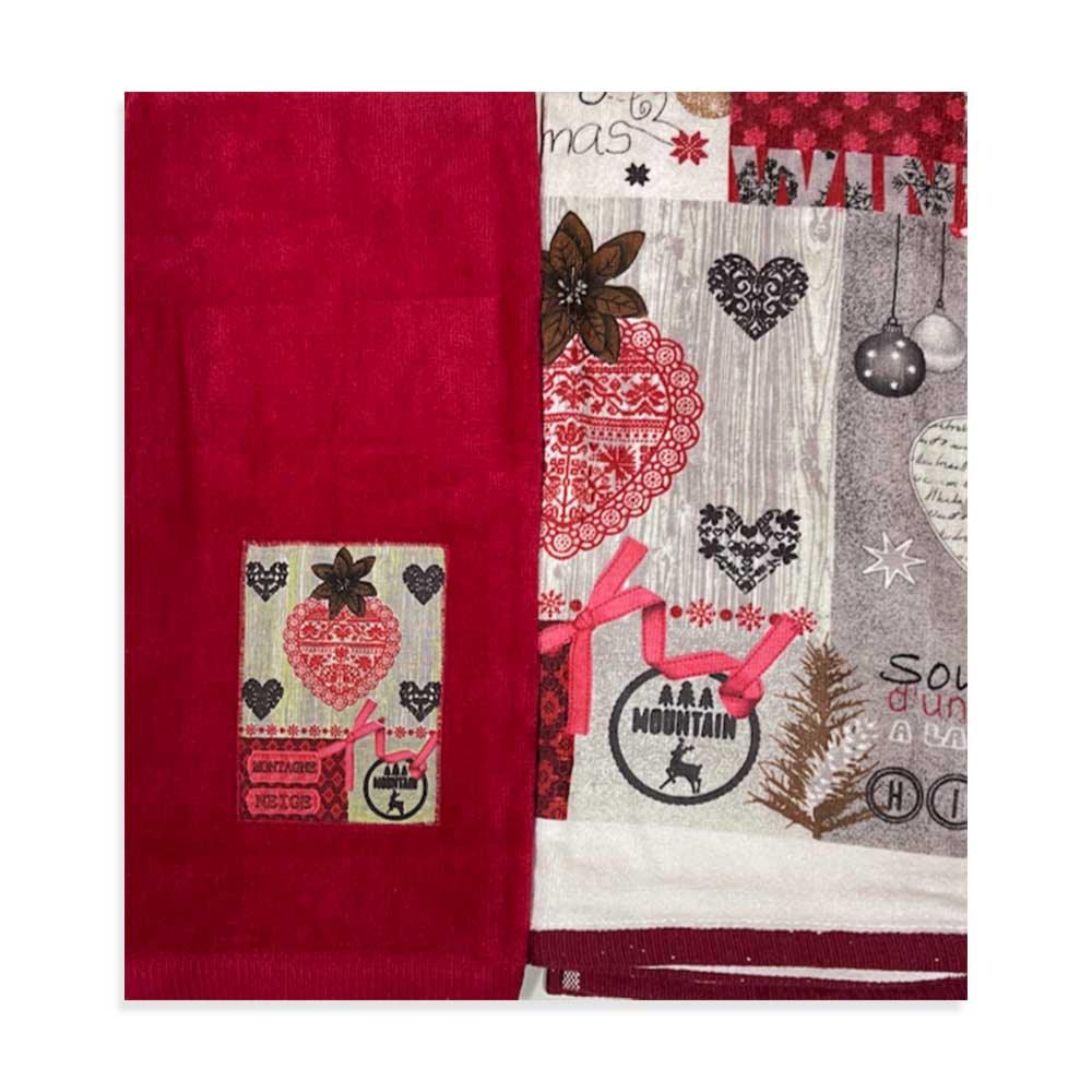 Equart Confezione 2 Asciughino Canovaccio Natalizio in Micro Spugna Oregon S100 - Passarelli Biancheria