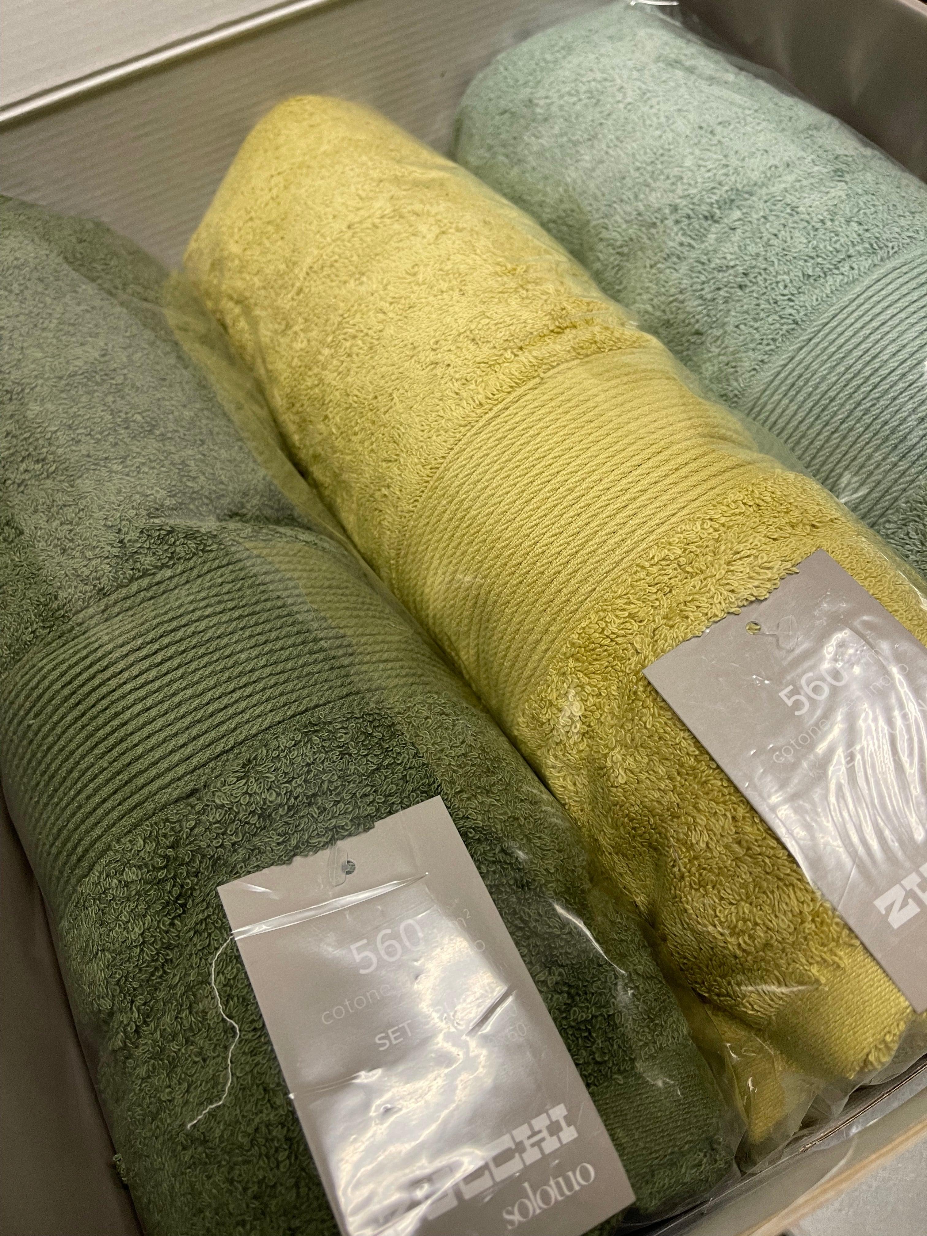 Zucchi Set 3+3 Solotuo Asciugamani Viso + Ospite Spugna di Cotone 560 gr/mq D55 - Passarelli Biancheria