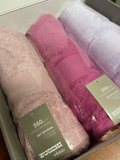 Zucchi Set 3+3 Solotuo Asciugamani Viso + Ospite Spugna di Cotone 560 gr/mq D55 - Passarelli Biancheria