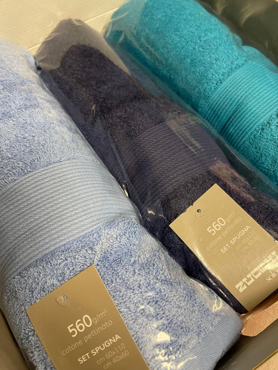 Zucchi Set 3+3 Solotuo Asciugamani Viso + Ospite Spugna di Cotone 560 gr/mq D55 - Passarelli Biancheria