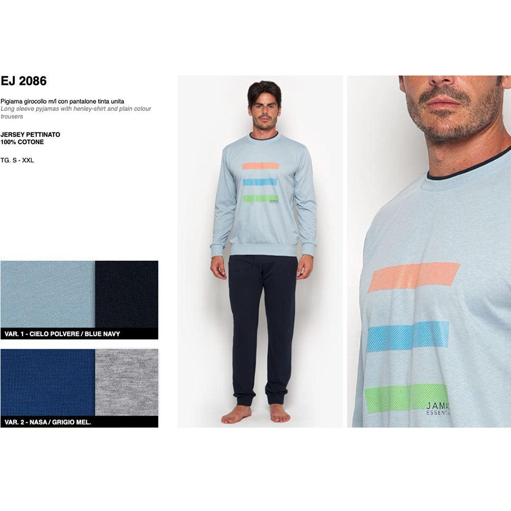 Jamas Pigiama Uomo Cotone Leggero Maniche Lunghe EJ2086 S50 - Passarelli Biancheria