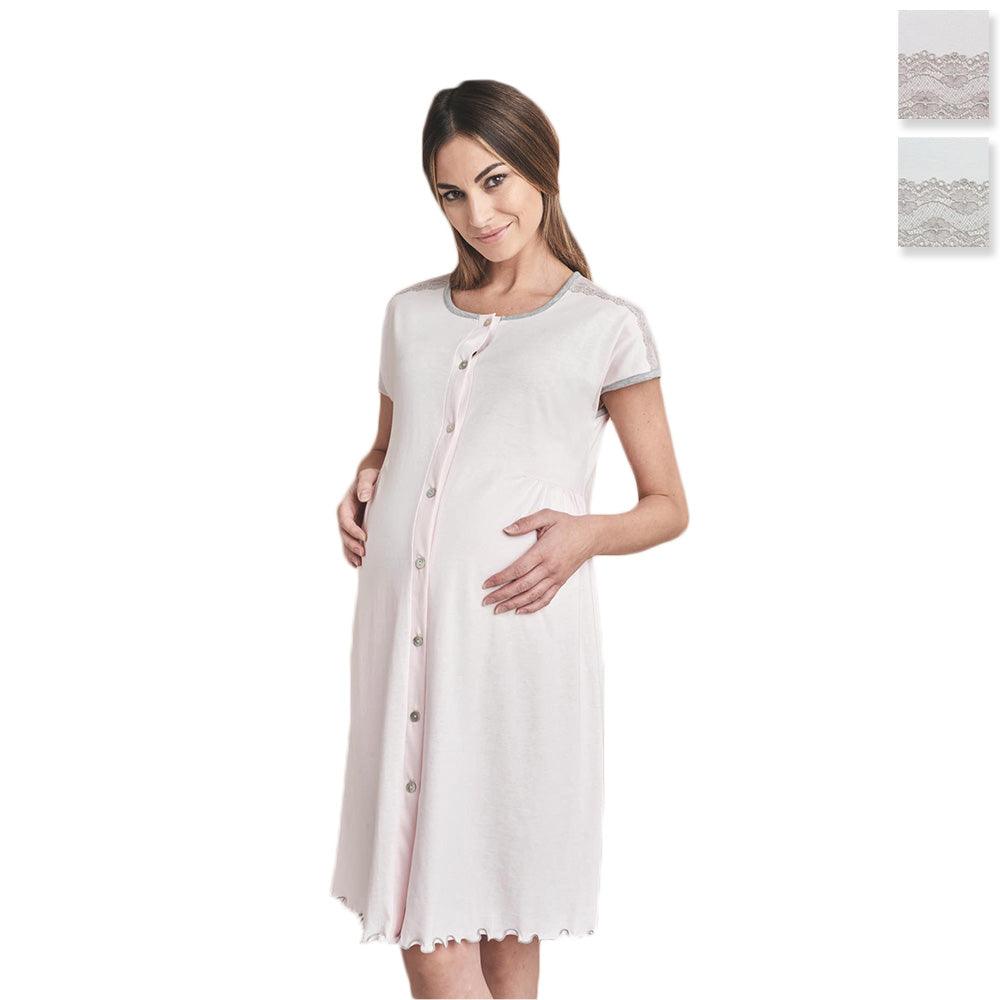 Mamma In Camicia da Notte Premaman Gestante Maniche Corte Clinica 5417 S30 - Passarelli Biancheria