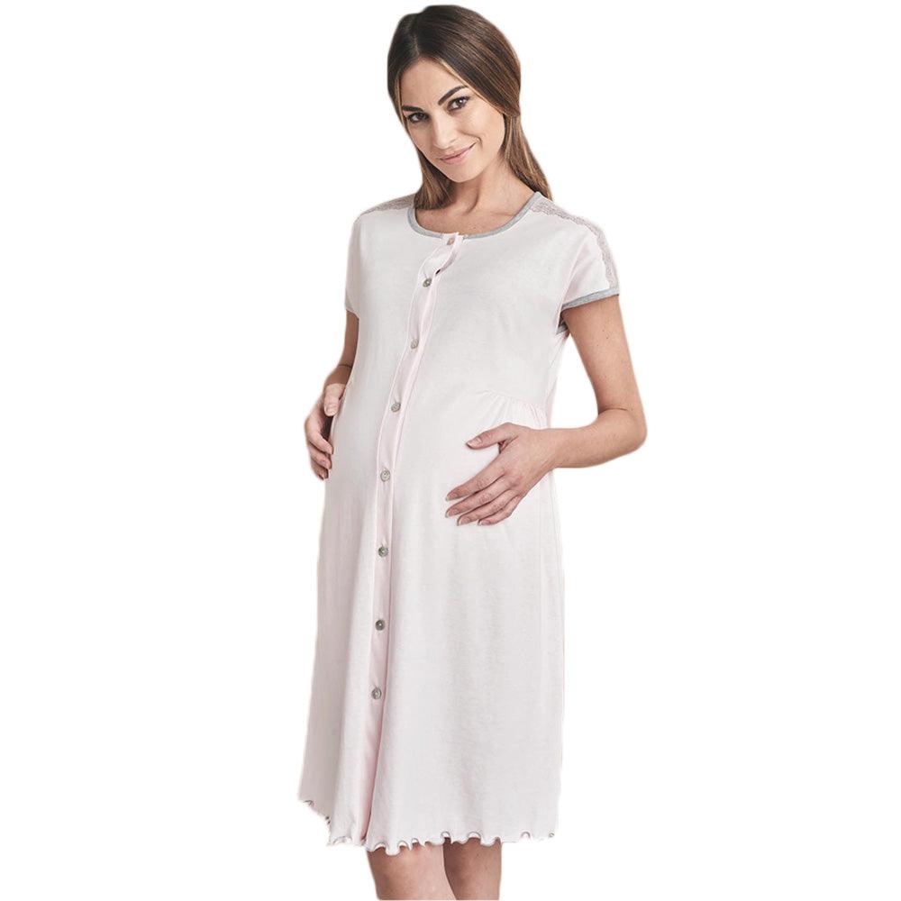 Mamma In Camicia da Notte Premaman Gestante Maniche Corte Clinica 5417 S30 - Passarelli Biancheria