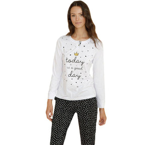 Noidinotte Pigiama da Donna Maniche Lunghe in Cotone Leggero FA7300 S23 - Passarelli Biancheria