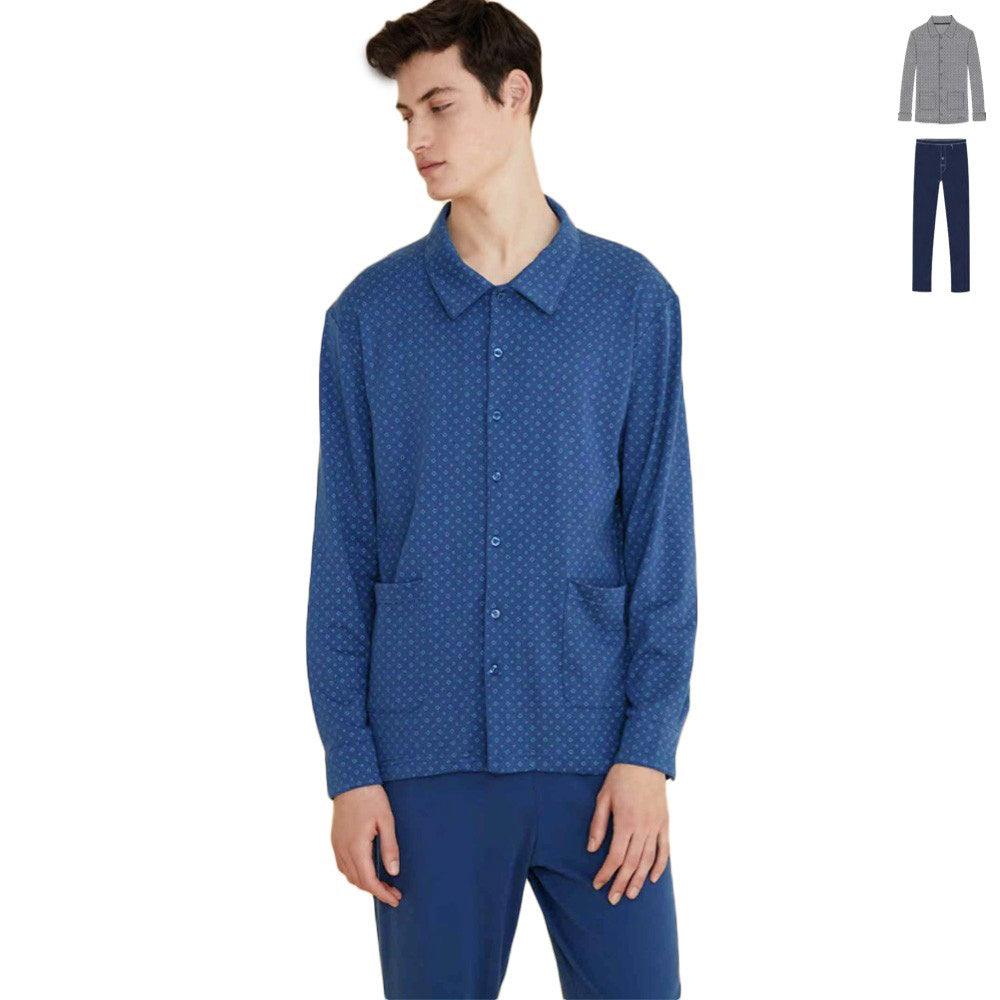 Noidinotte Pigiama da Uomo Caldo Cotone Aperto Avanti con Collo S40 - Passarelli Biancheria