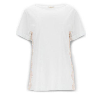 Oroblu Maglia T-shirt Maniche Corte da Donna in Cotone e Pizzo Peonia S60 - Passarelli Biancheria