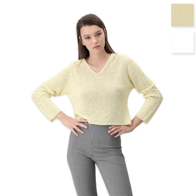 Oroblu Maglia da Donna in Cotone Metalizzato Sangallo Knit VOBT66976 S105 - Passarelli Biancheria