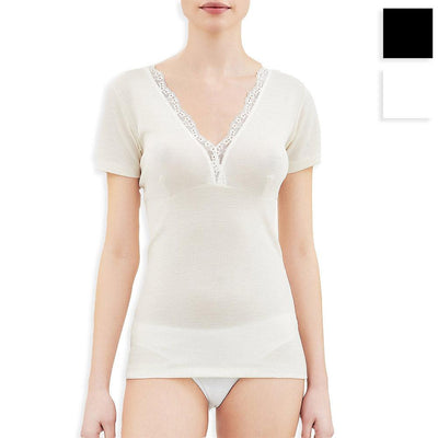 Ragno Maglia Intima da Donna Maniche Corte con Forma Seno in Pura Lana 073098 S34 - Passarelli Biancheria