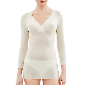 Ragno Maglietta Intima Maniche Lunghe per Donna in Pura Lana con Forme 0041L9 S55 - Passarelli Biancheria