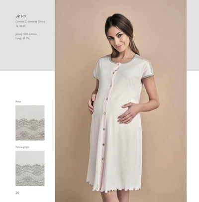 Mamma In Camicia da Notte Premaman Gestante Maniche Corte Clinica 5417 S30 - Passarelli Biancheria