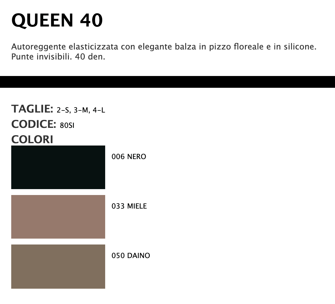 Sisi Collant Autoreggente Queen 40 Den 80SI S60 - Passarelli Biancheria